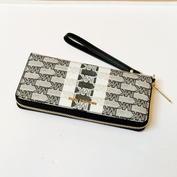 Michael Kors Jet Set Travel Continental Wallet Jacquard MK Black Multi - Picture 5 of 12